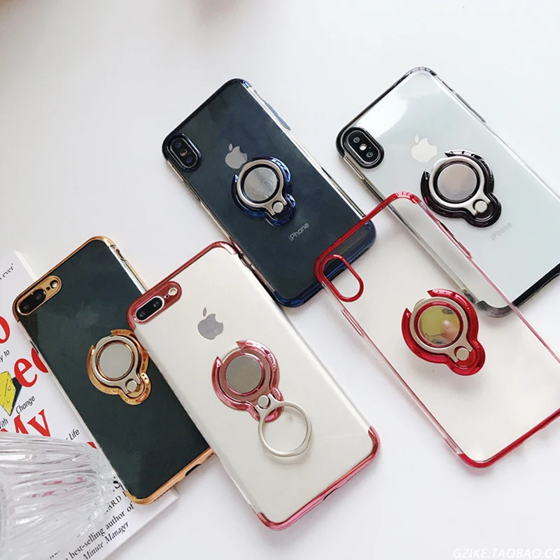 Plating Edge Car Holder Transparent TPU Case For Xiaomi 9 SE 8 lite Explorer Max3 Soft Silicone Back Cover Redmi K20 Pro 9T |