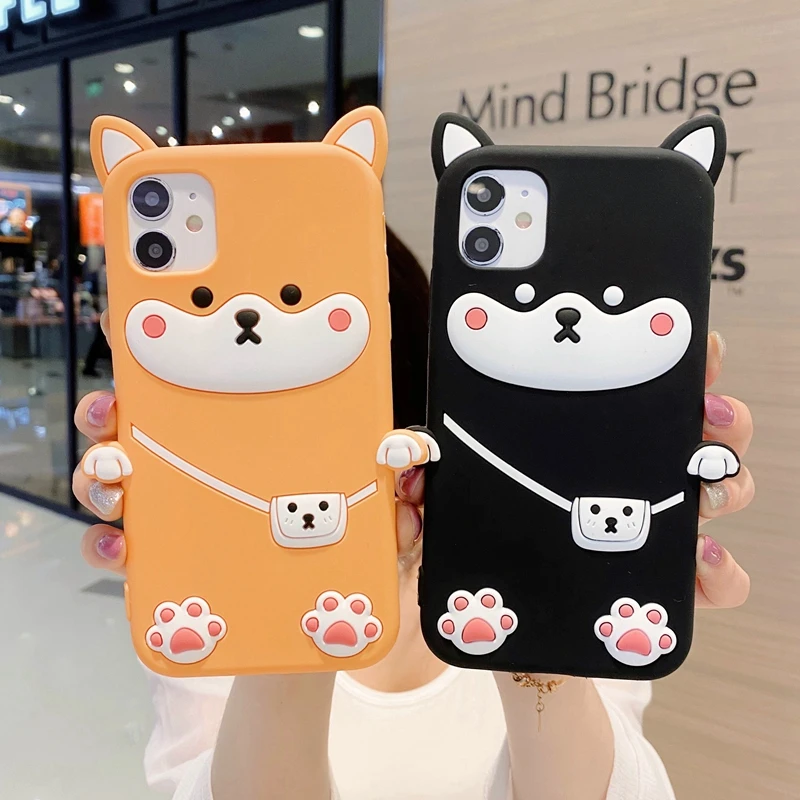

Japan Funny 3D Schoolbag Dog Soft Silicone Phone Case for Iphone 12Mini 11Pro MAX XS XR 7 8plus SE2 with Finger Ring Back Cover