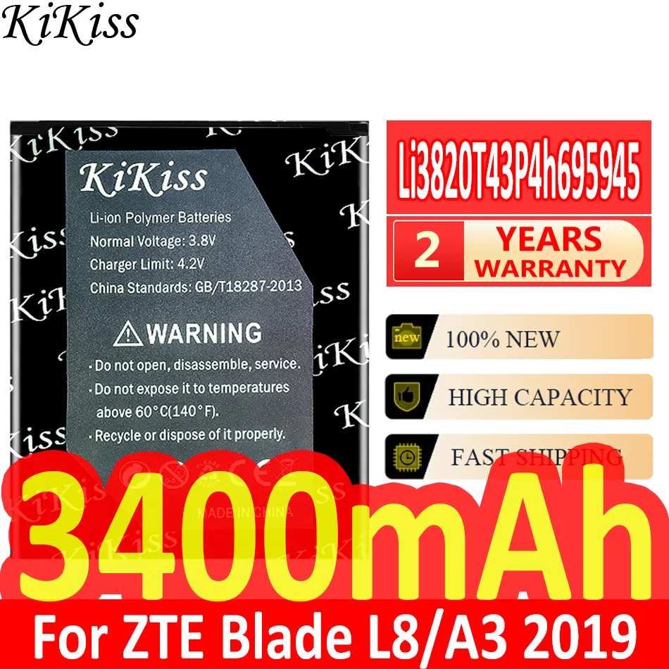 

Мощная батарея 3400 мАч KiKiss Li3820T43P4h695945 для ZTE Blade L8 / A3 2019