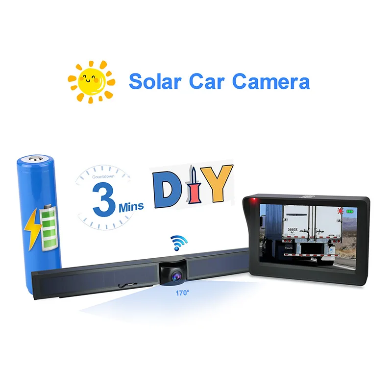 

Car wireless solar power parking Assistance backup License Plate Frame camera