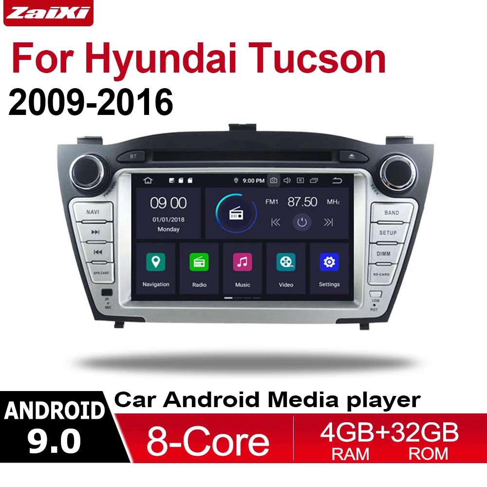 ZaiXi 2din Android 9 0 Восьмиядерный 4 Гб ОЗУ автомобильный DVD плеер для Hyundai Tucson 2009 ~ 2016 GPS