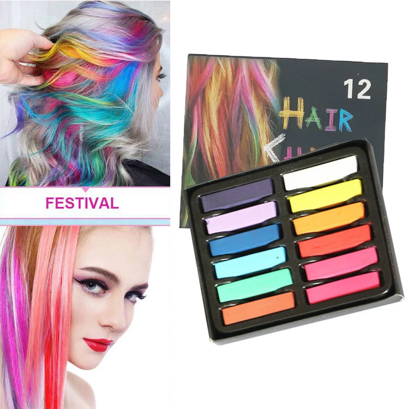 

6/12 Color Temporary Hair Color Chalk Dye Colorful Hair Crayon DIY Styling Tools For Girls Kids Party Cosplay Creme