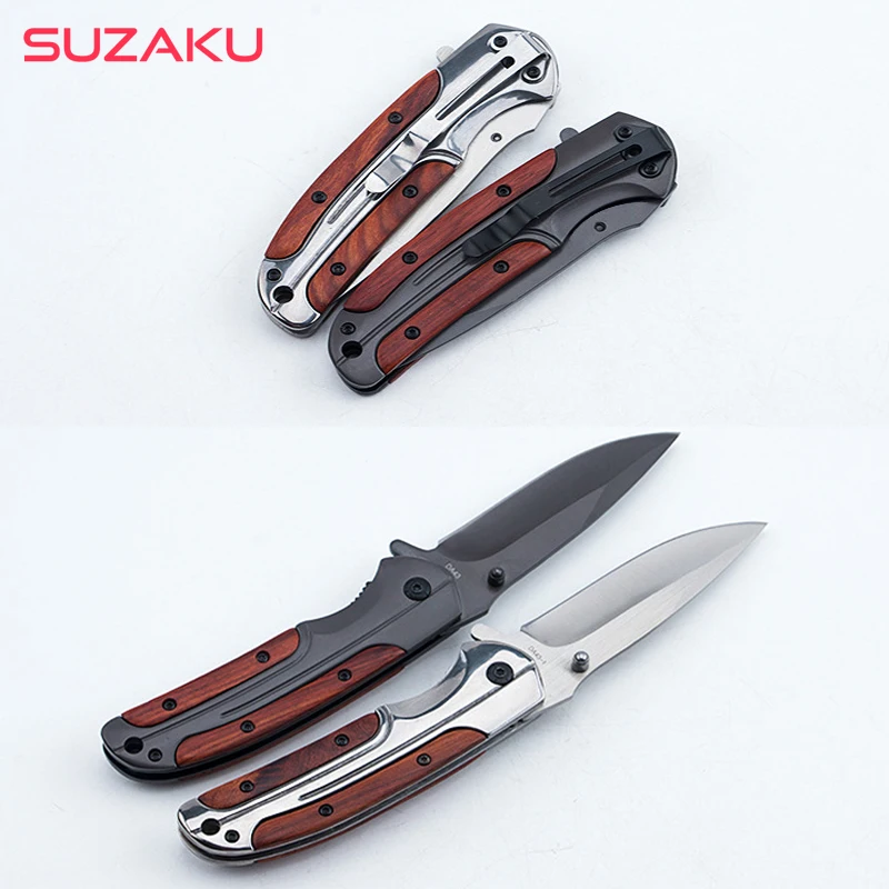 

8.2'' Damascus tactical folding knife Color + wood handle Folding Knife 8Cr14Mov Blade Steel Camping Survival Pocket Knives Tool
