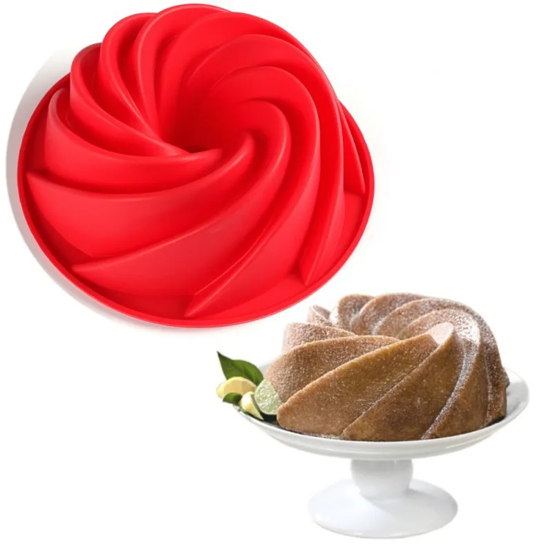 1 шт. большая форма в форме спирали пищевой силикон для торта сковорода 3D с