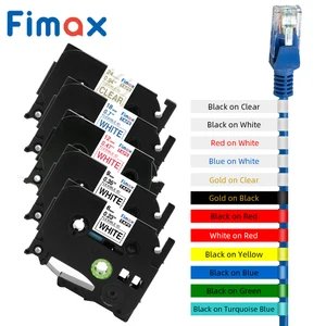 Гибкая лента Fimax, 1 упаковка, совместима с Brother,  P Touch TZe-FX231 TZeFX231, черно-белая, 12 мм, для Brother