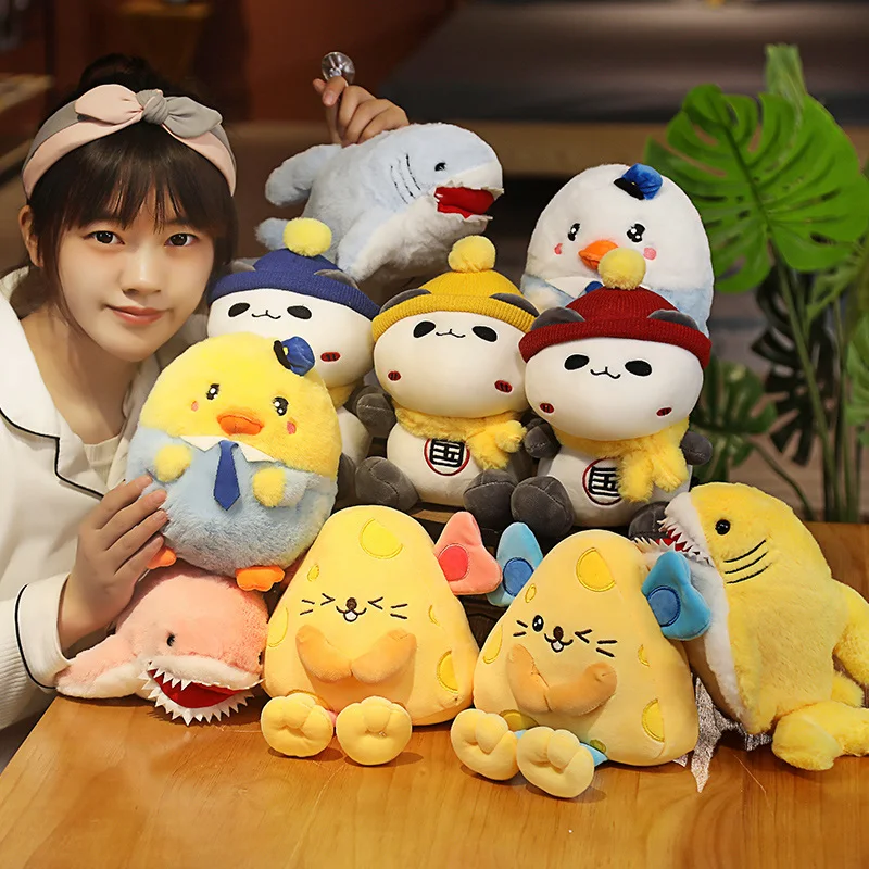 

18-30cm Little Cartoon Chicken Mouse Panda Shark Plush Toys Doll Stuffed Soft Cute Animals Pillow For Girls Kids Friends Gifts