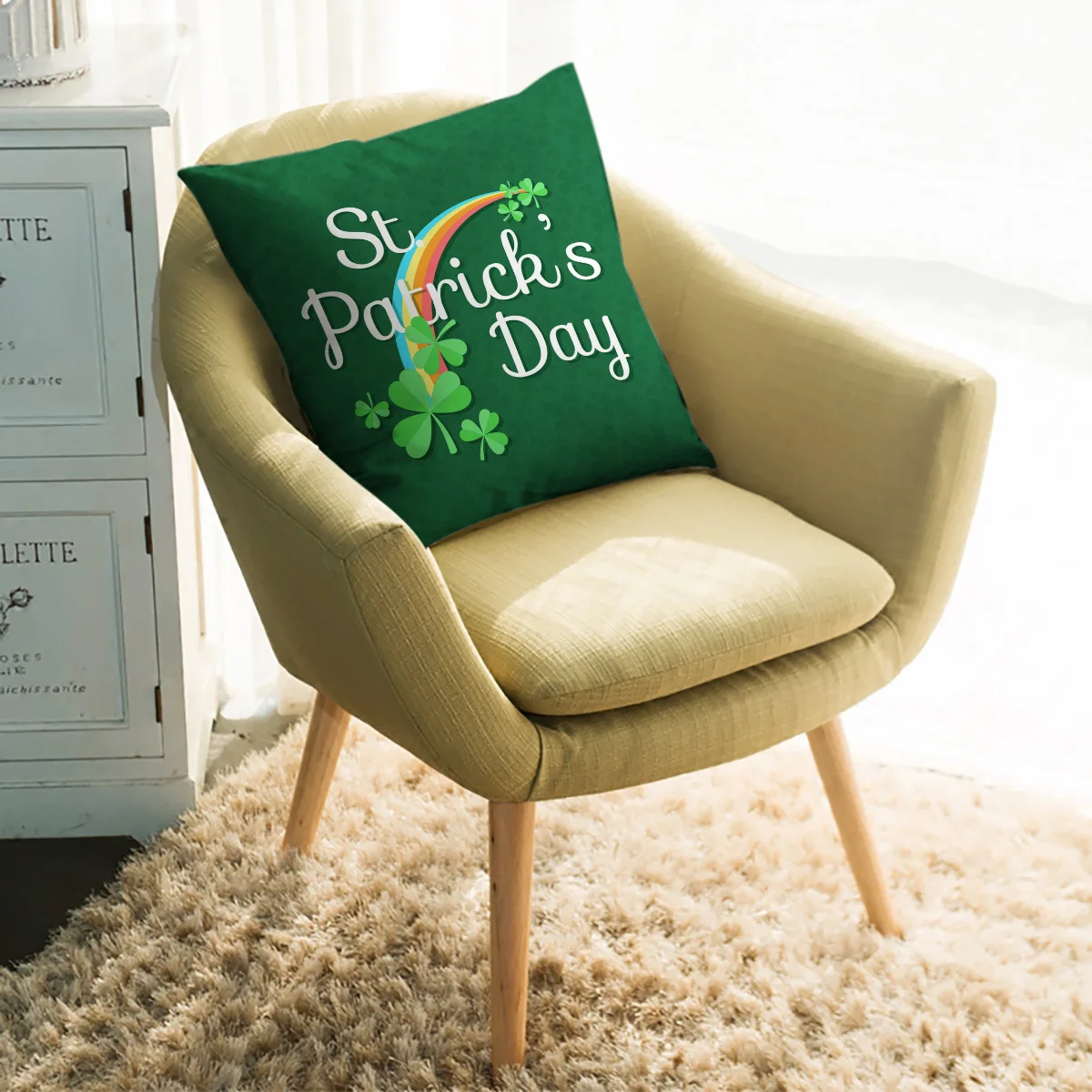 День Святого Патрика Shamrock Радуга зеленый наволочки для подушек узор наволочка