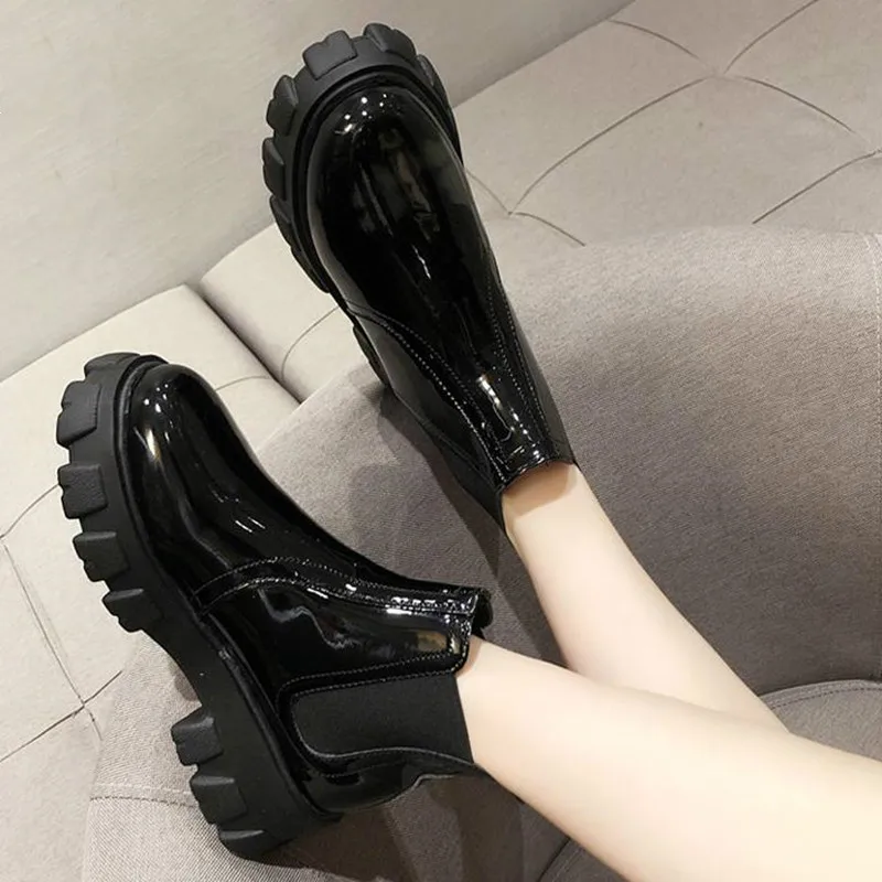 Женские ботильоны с круглым носком из искусственной кожи Универсальная модная