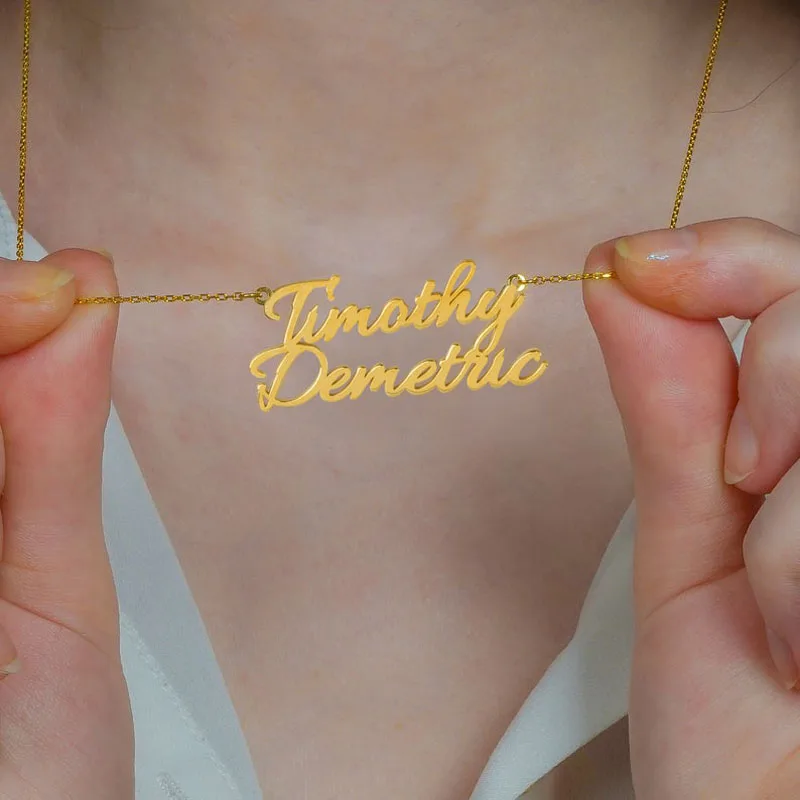 Ожерелье с двойным именем ожерелье двумя именами на заказ персонализированным