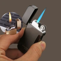 double fire cigarette lighter creative portable metal windproof grinding wheel lighter gas lighter cigar butane lighters