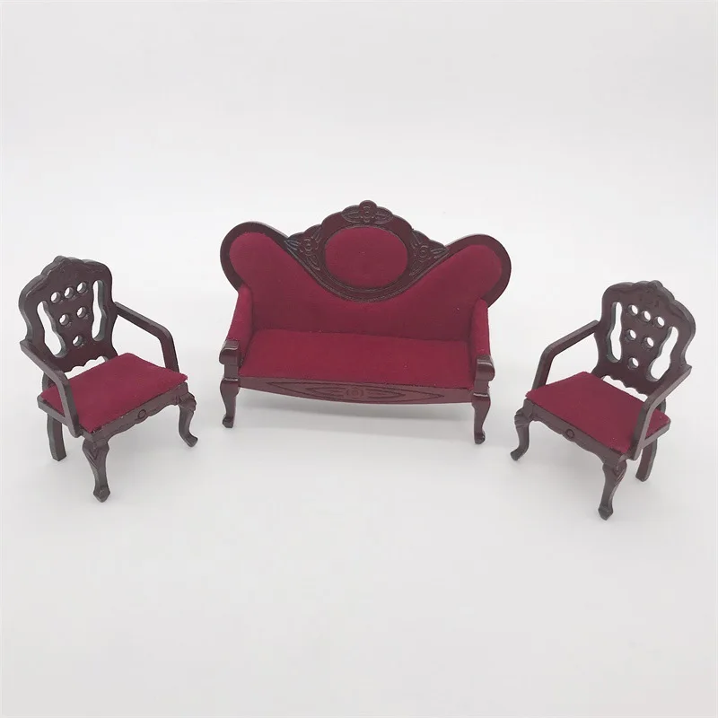 

1:12 Dollhouse 3 Piece Mini Sofa Model Set Mini Armchair Furniture