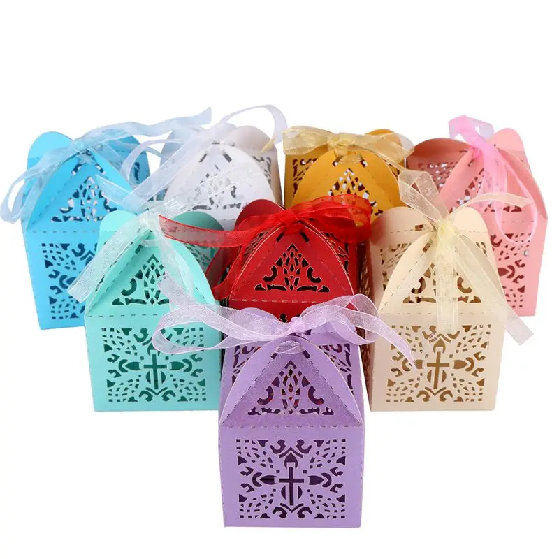 10 шт. коробки для конфет ангельская Подарочная коробка детского душа крещение