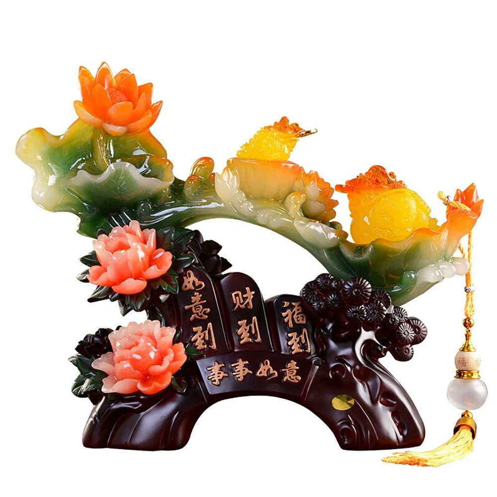 

Chinese Style Resin YuRuYi Lucky Fortune Wealth Art Sculpture Home Office Decoration Tabletop Ornaments Housewarming Craft Gifts