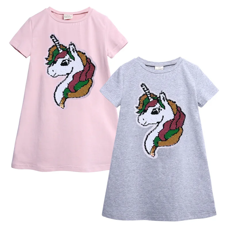 Платье для маленьких девочек Летняя одежда с блестками Повседневная хлопковая