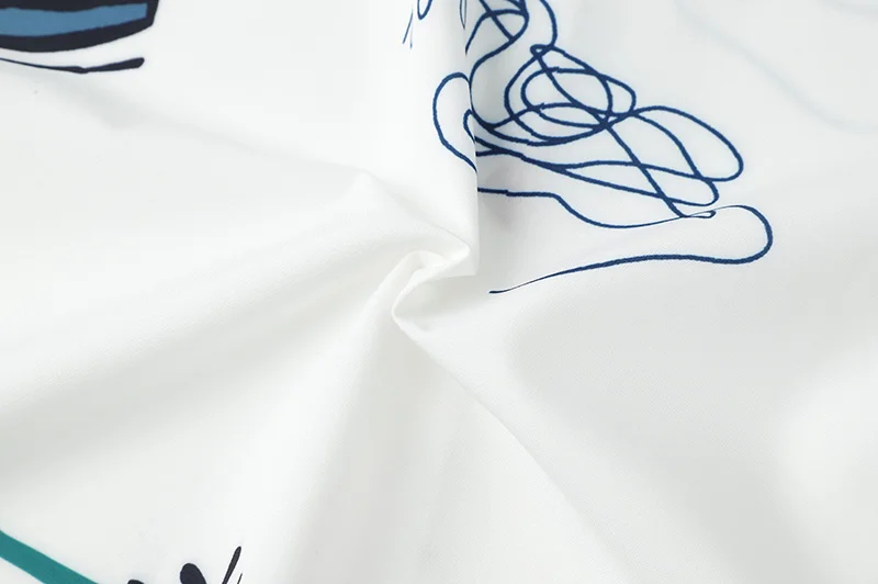 

Graffiti Line Print White Shirts Wome Short Sleeve Summer Tops