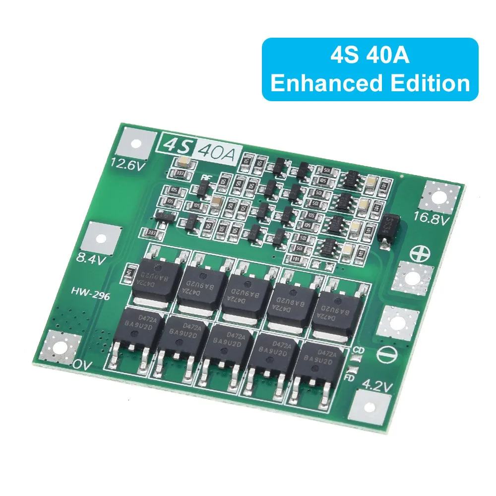 Защитная плата зарядного устройства 3S 4S 20A 40A 60A защиты литий ионных аккумуляторов