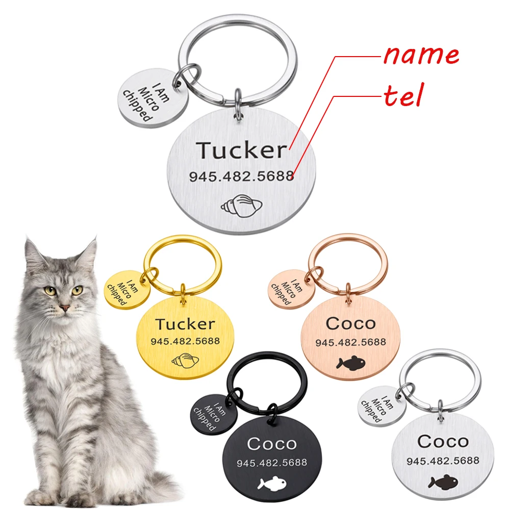 

Personalized Dog Pet ID Tag Engraved Name Phone Fish Pet ID Name for Cat Puppy Dog Tag Pendant Keyring Pet Accessories