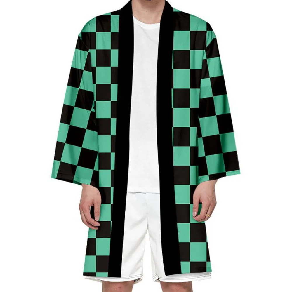 

Japanese Anime Polyester Kimono Women Men Summer Casual Demon Slayer Kimetsu no Yaiba Print Yukata Cosplay Kimons T-shirts