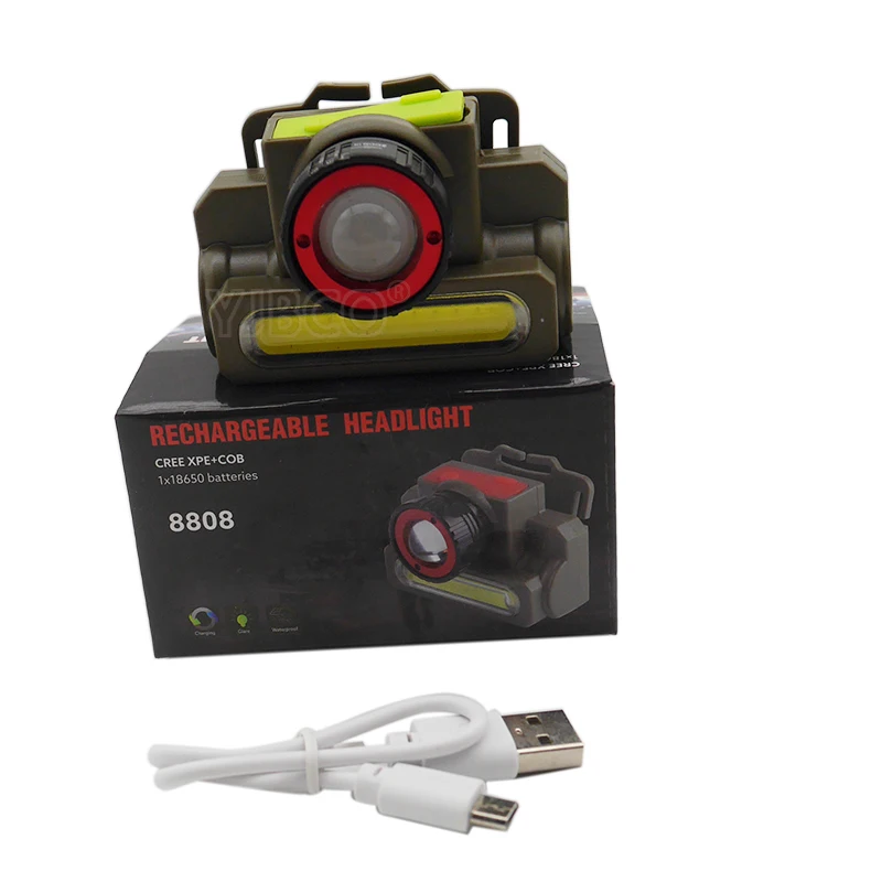 Светодиодный светильник CREE XPE + COB с зумом и аккумулятором 18650|Налобные LED-фонари| |