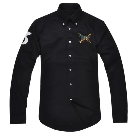 

High Quality Homme Horse Polo 100%cotton Thick Camisa Masculina Men Long Sleeve Dress Shirts Fashion Casual Hombre Chemises