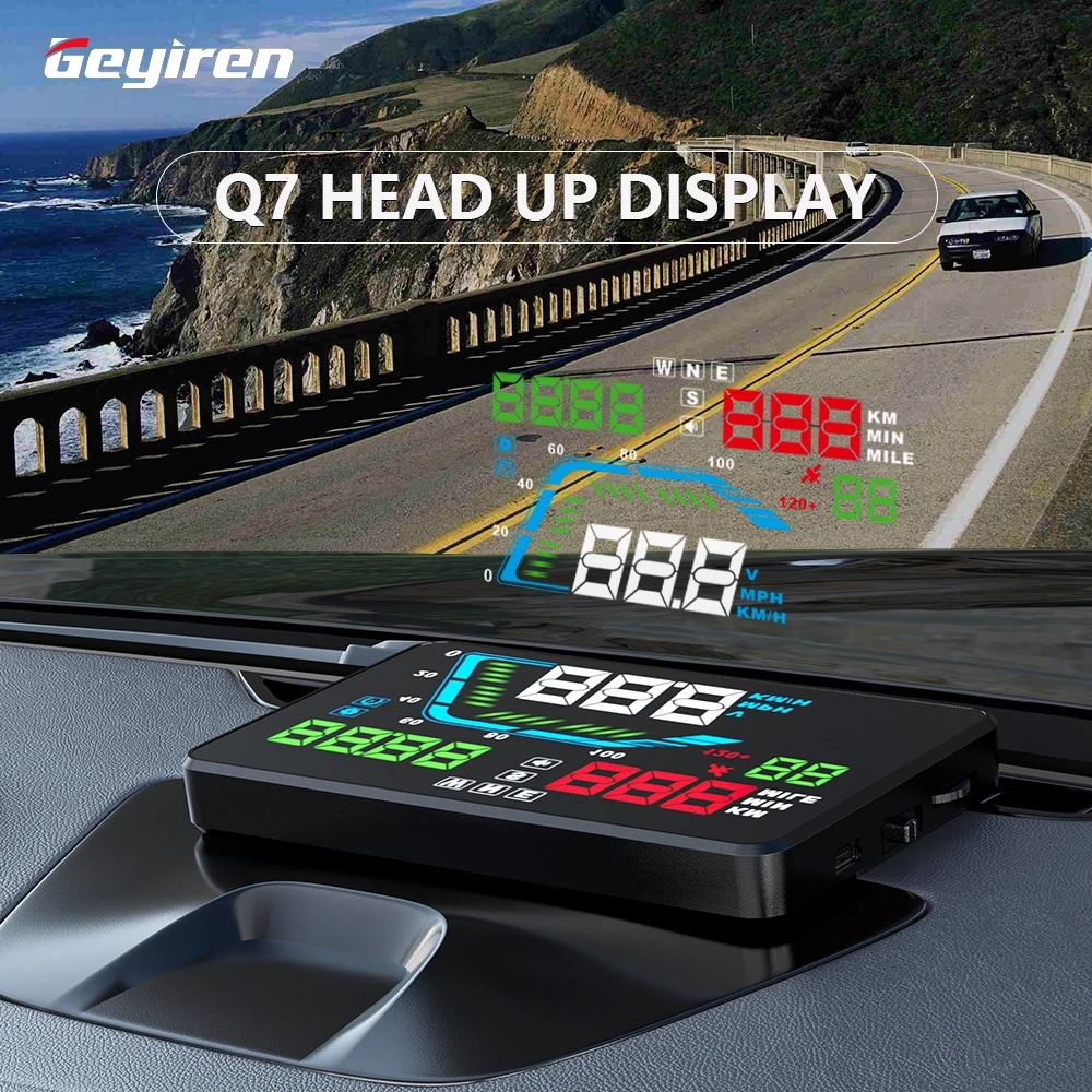 

Универсальный Новый Q7 5,5 "многоцветный Авто HUD GPS Head Up Display спидометры предупреПредупреждение о превышении скорости приборная панель лобовое...