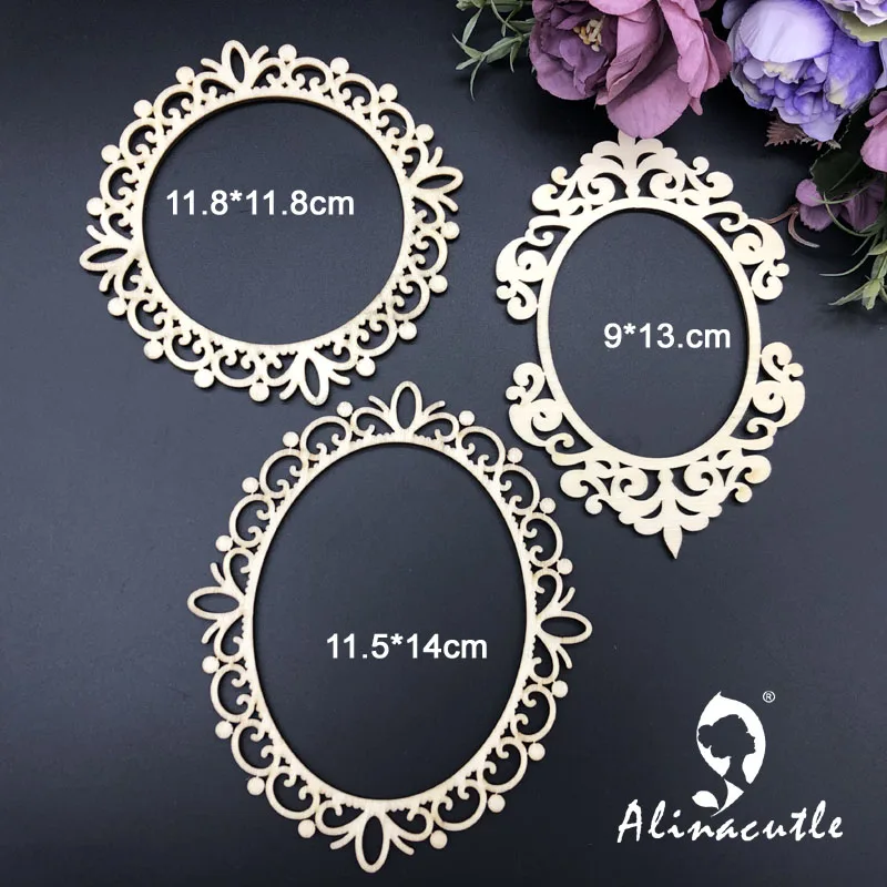 3 шт. кружевная рамка для границ натуральные лазерные деревянные чипы украшения