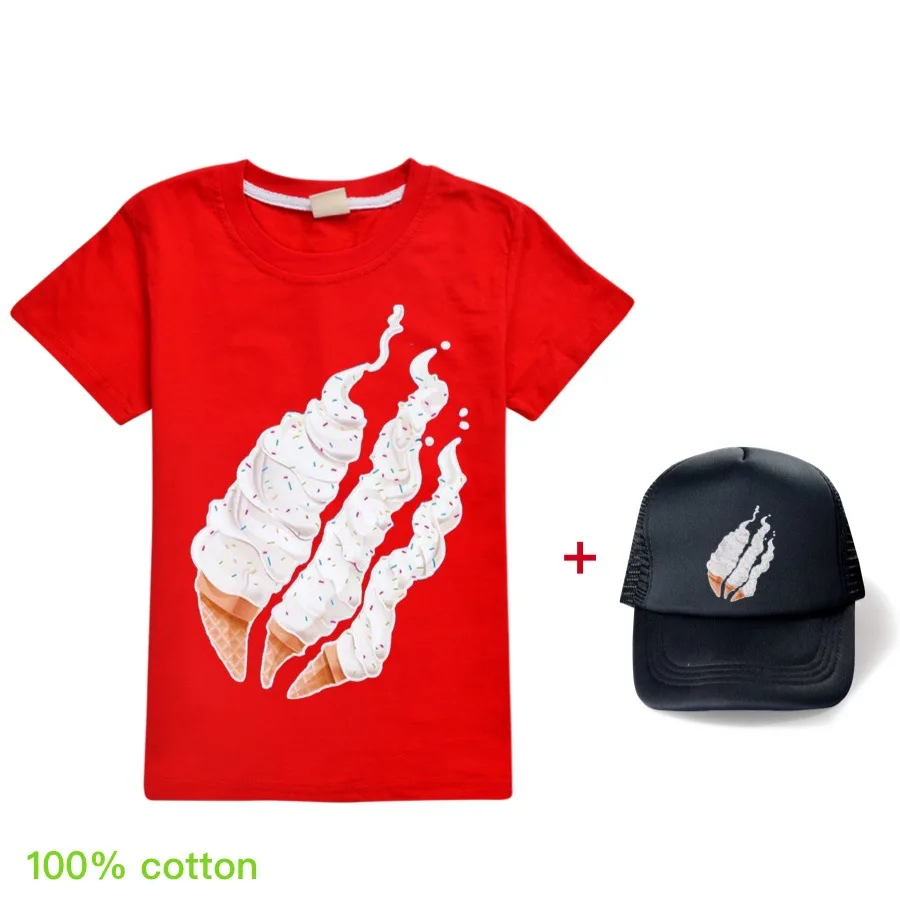 

New 2021 Summer Short sleeve T-Shirt For Children Big Boys Girl PRESTONPLAYZS sun Hat Printed Preston Playzs Tops Kids Clothes