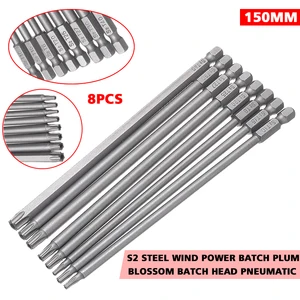 8 шт.компл. 150 мм шестигранный хвостовик длинный стальной Магнитный Torx безопасный Электрический отвертка бит Набор T8  T40 ручной инструмент