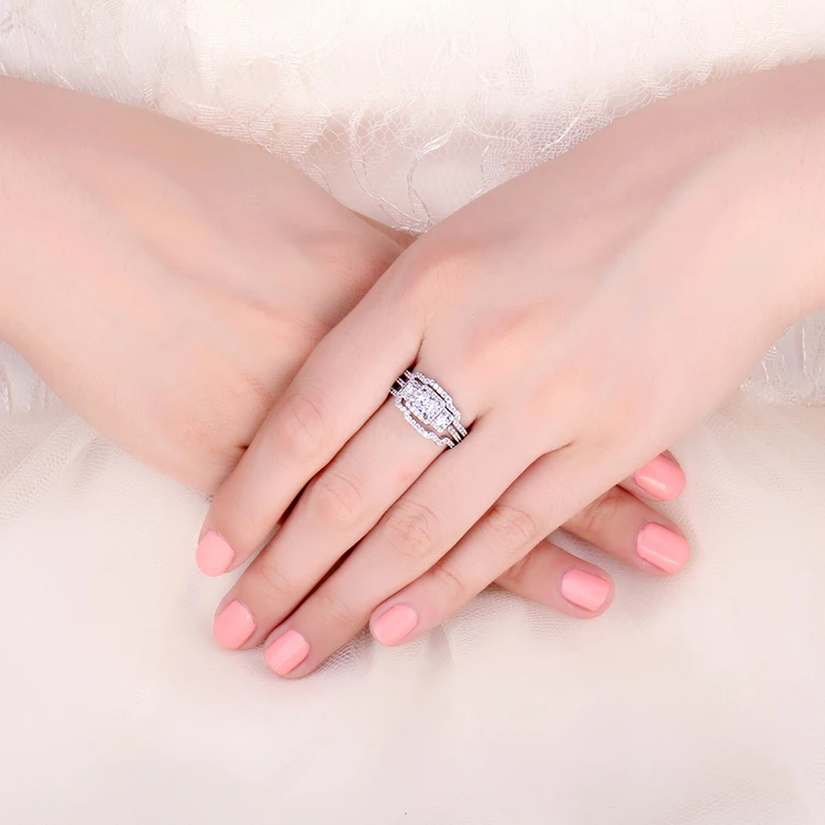JewelryPalace 3 камня Принцесса Cut CZ Юбилей Promise обручальное Обручение кольцо свадебный 925 пробы серебро