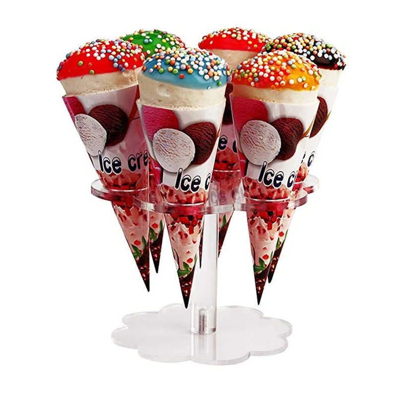 Акриловая подставка для мороженого витрина с 6 конусами кексов легкая сборка