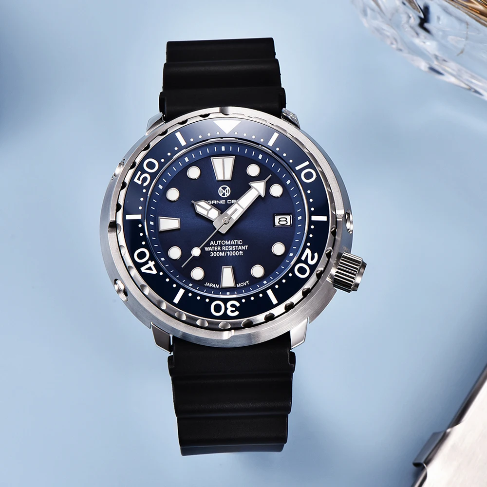 

PAGRNE DESIGN Automatic Mechanical Watch 300M Waterproof Stainless Steel Ceramic Bezel NH35A Sapphire Glass Men's Wristwatch