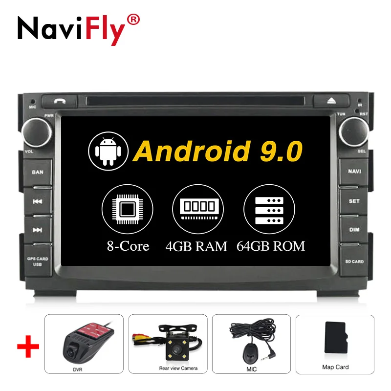 px5 NaviFly Android9.0 OctaCore 4 Гб ОЗУ 64 Гб ПЗУ 2din Автомобильная магнитола для KIA Venga Автомобильный мультимедийный плеер gps dvd-плеер wifi DVR - Цвет: px5