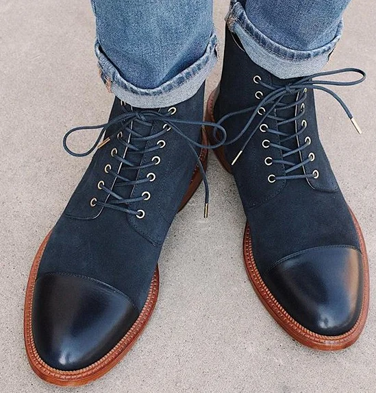 Мужские ботинки на плоской подошве шнуровке из искусственной замши кожи | Спорт и