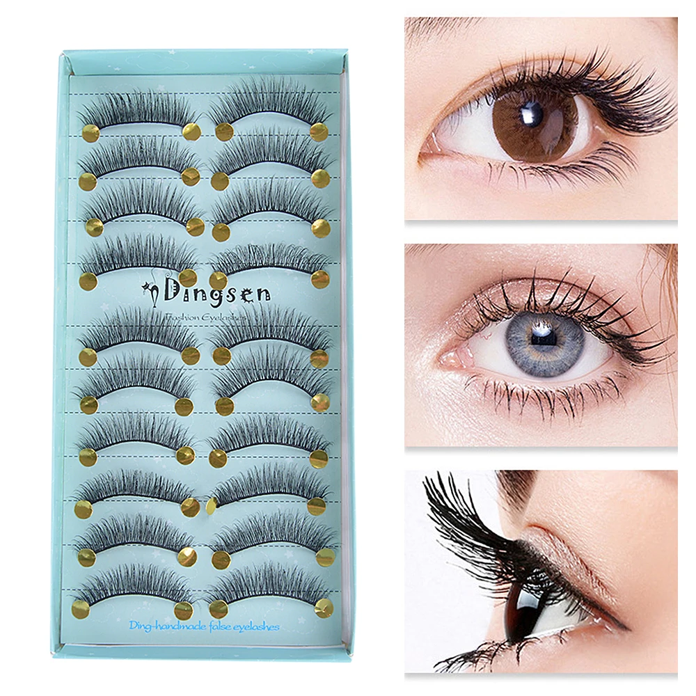 Накладные 3D ресницы 10 пар натуральные длинные накладные из норки наращивание