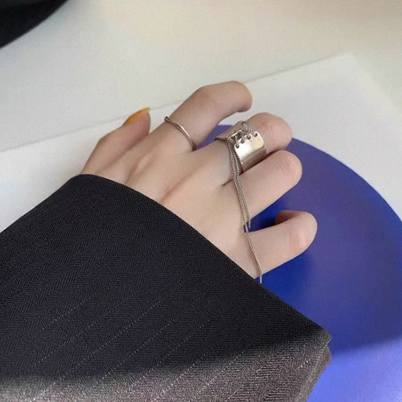 Кольцо женское в стиле панк Крутое регулируемое кольцо с длинной кисточкой форме