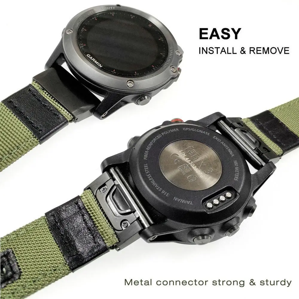 YOOSIDE 26 мм/22 мм Быстросохнущий нейлоновый ремешок для часов Garmin Fenix 6X/5X Plus/Fenix 3/3 HR/Fenix 5