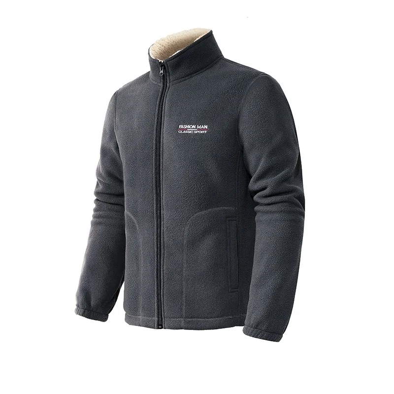 

Cashmere jacket men's thickened fleece sweater autumn winter jacket warm windproof stand collar jacket cashmere cardigan
