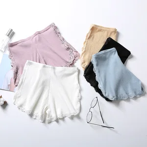 Summer New Threaded Cotton Lace Side Safety Pants Ladies Japanese Three-point Pants Anti-walking Light Can Wear Leggings Outside