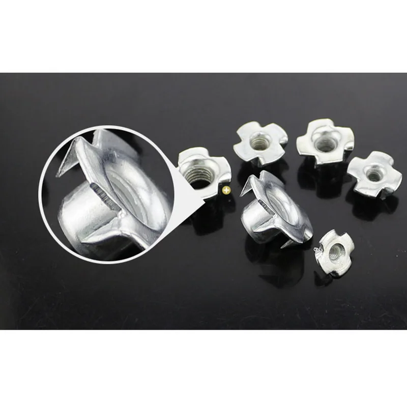 100 шт./компл. оцинкованные Т-образные гайки 4 зубчатые тройники четырехкулачковые