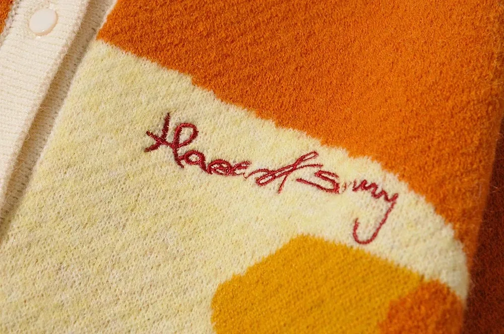 Вязаный однобортный Укороченный кардиган в стиле Харадзюку С Вышивкой Букв