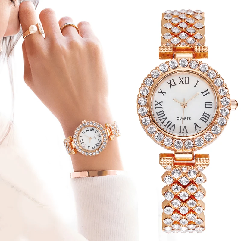 

Fashion Quartz Watches For Women Luxury Women's Bracelet Wristwatches Diamond Steel Strap Elegant Dress Watch Women Reloj Mujer