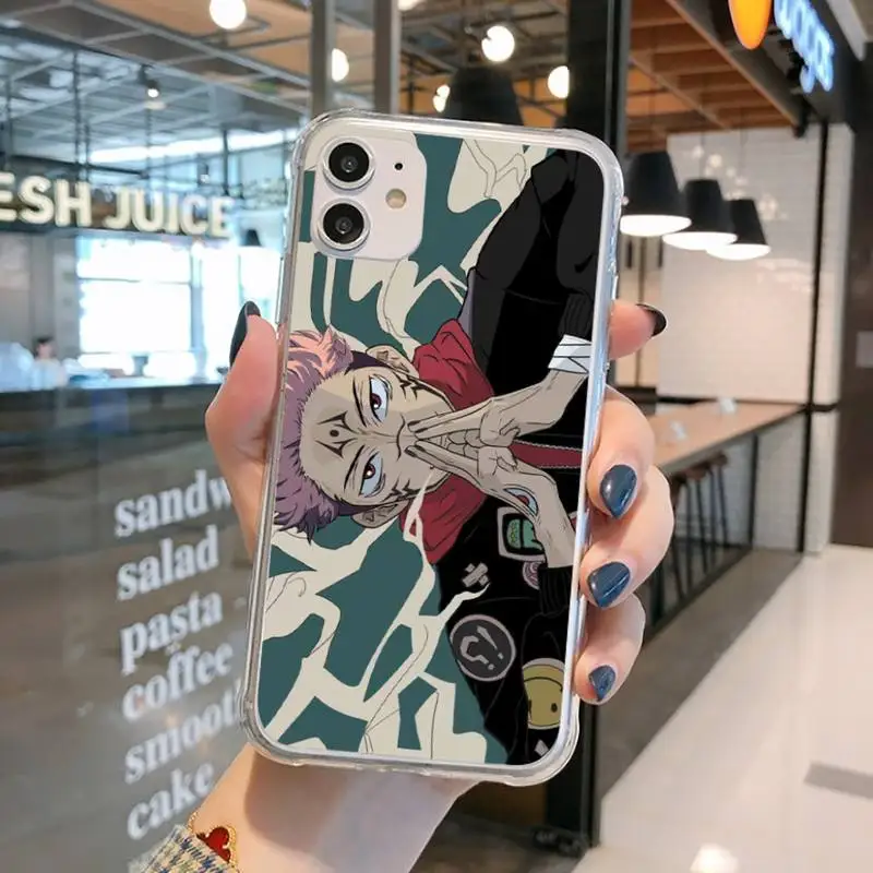 

Cartoon Anime Jujutsu Kaisen Phone Case Transparent for iPhone 11 12 mini pro XS MAX 8 7 6 6S Plus X 5S SE 2020 XR