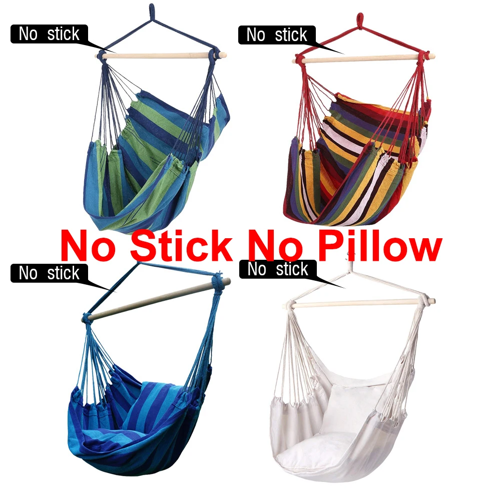 

Portable Canvas Hammock Chair Swing Indoor Garden Sports Home Travel Leisure Hiking Camping Stripe Hammock Hanging Bed No Stick