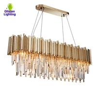 qqyzq modern crystal ceiling chandelier ellipse gold led chandeliers luxury decoration lighting fixtures for home restaurant