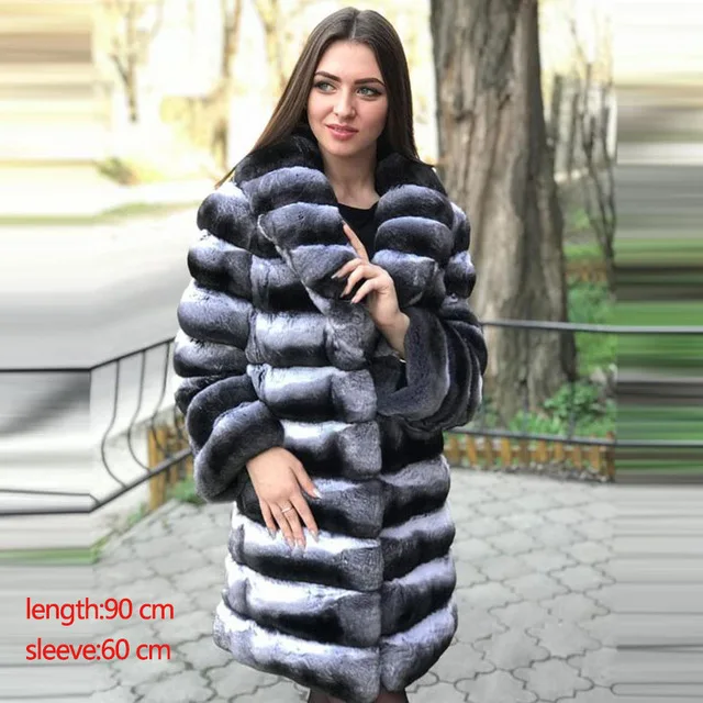photo color YZ Future Chinchilla, Женское зимнее пальто из кролика Рекс, пальто из натурального меха, куртка с меховым воротником, классический стиль, мода - Цвет: photo color