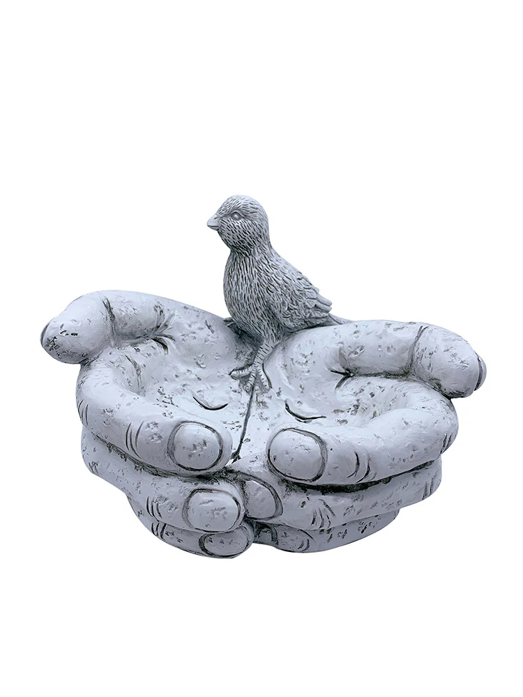 

Hand-Shaped Bird Bath Feeder sculpture Creative Bird Feeder statue Outdoor Garden Decorations Ornaments for Porch Pathway Yard