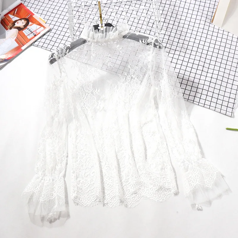 2020 Новый женский легкий тонкий вязанный крючком полый пуловер кружевная рубашка