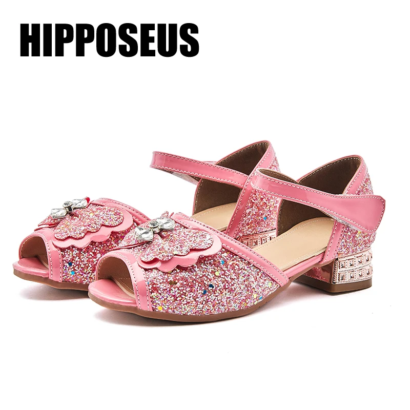 Туфли для девочек с закрытым носком и бантом обувь принцессы кристаллами