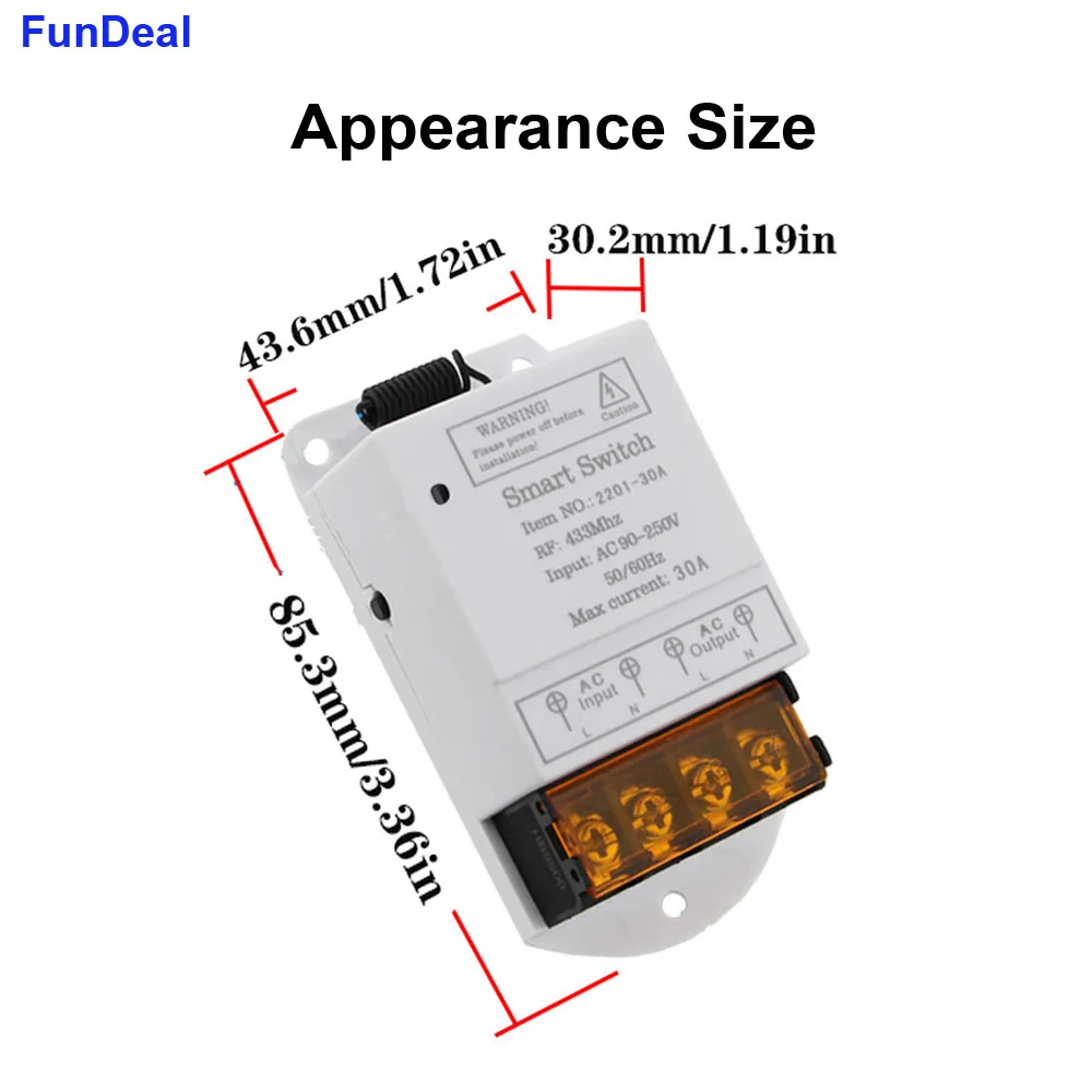 433Mhz High Power Wireless RF Remote Control Switch AC 110V 220V 30A 1000M For Factory Farm Office Exhaust Fan Pump Ceiling Lamp |