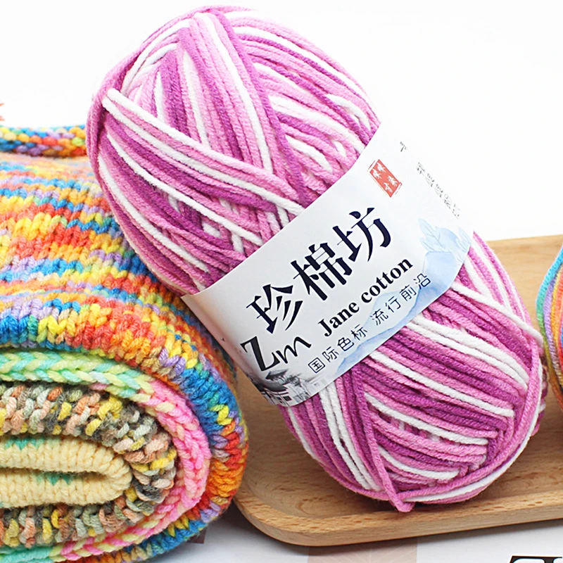

50g DIY Milk Cotton Knitted Colourful 4 Ply Chunky Crochet Sweater Knitting 30 Colors Yarn Threads for Knitting